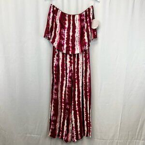 Gypsies & Moondust Womens Jumpsuit Multicolor Tie Dye Off Shoulder Sleeve M New